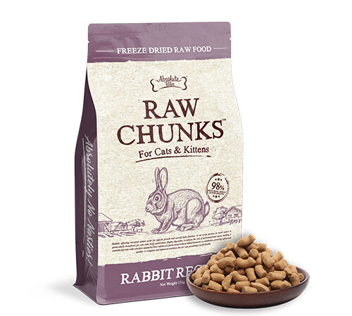 Absolute Bites Raw Chunks Freeze Dried Raw Food for Cats & Kittens – Rabbit Recipe (150g)