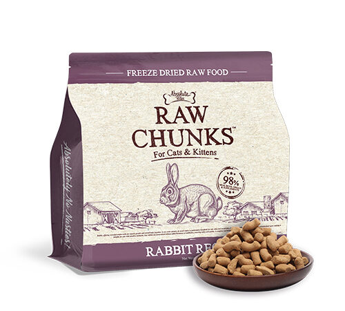 Absolute Bites Raw Chunks Freeze Dried Raw Food for Cats & Kittens – Rabbit Recipe (280g)