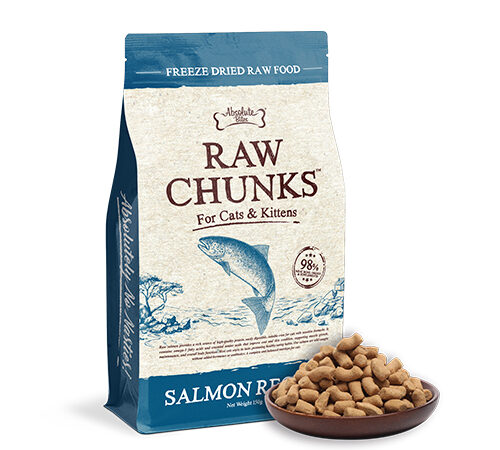Absolute Bites Raw Chunks Freeze Dried Raw Food for Cats & Kittens – Salmon Recipe (150g)