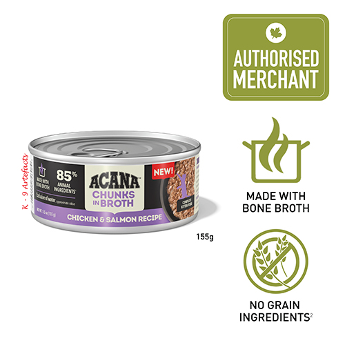 ACANA Wet Cat Food - Chunks In Broth Kitten Chicken-Salmon 155g