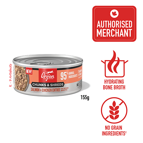 ORIJEN Cat Wet Food - Chunks & Shreds Salmon-Chicken Entree 155g