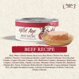 Absolute Bites Wild Age Complete & Balanced Diet Canned Cat Food - Beef Recipe (80g) | Box of 6