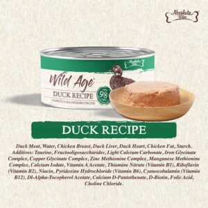 Absolute Bites Wild Age Complete & Balanced Diet Canned Cat Food - Duck Recipe (80g) | Box of 6