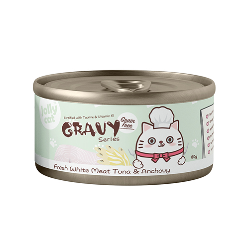 Jollycat Gravy Series - Fresh White Meat Tuna & Anchovy in Gravy 80g