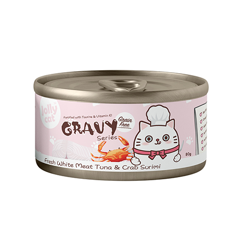 Jollycat Gravy Series - Fresh White Meat Tuna & Crab Surimi in Gravy 80g