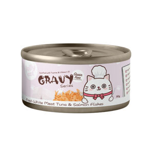 Jollycat Gravy Series - Fresh White Meat Tuna & Salmon Flakes in Gravy 80g