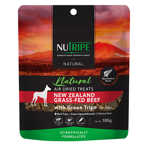 Nutripe Natural Air-Dried New Zealand Grass-Fed Beef with Green Tripe Dog Treats 100g