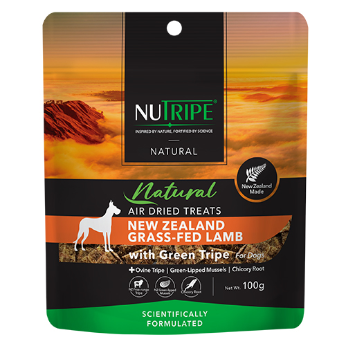 Nutripe Natural Air-Dried New Zealand Grass-Fed Lamb with Green Tripe Dog Treats 100g