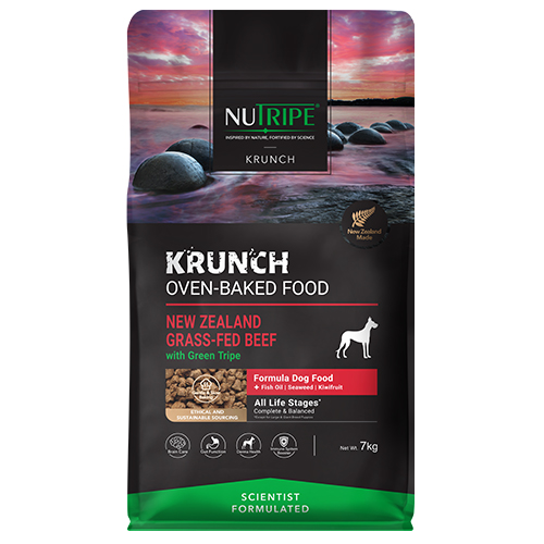 Nutripe Krunch Dog Food - Oven-Baked NZ Grass-Fed Beef with Green Tripe 7kg