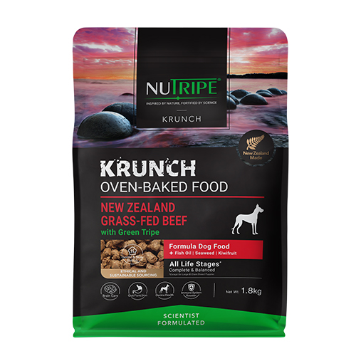 Nutripe Krunch Dog Food - Oven-Baked NZ Grass-Fed Beef with Green Tripe 1.8kg