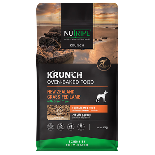 Nutripe Krunch Dog Food - Oven-Baked NZ Grass-Fed Lamb with Green Tripe 7kg