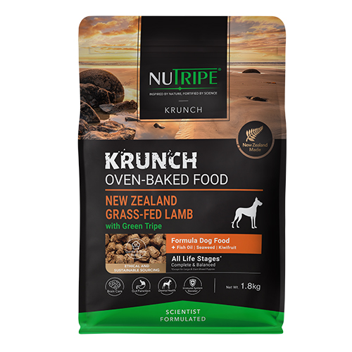 Nutripe Krunch Dog Food - Oven-Baked NZ Grass-Fed Lamb with Green Tripe 1.8kg