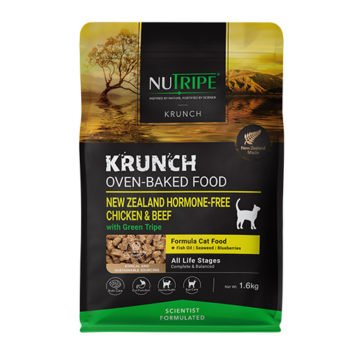 Nutripe Krunch Cat Food - Oven-Baked NZ Hormone-Free Chicken & Beef with Green Tripe 1.6kg