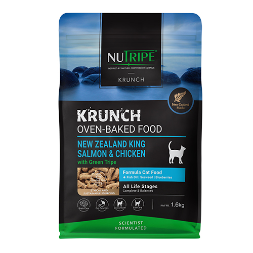 Nutripe Krunch Cat Food - Oven-Baked NZ King Salmon & Chicken with Green Tripe 1.6kg