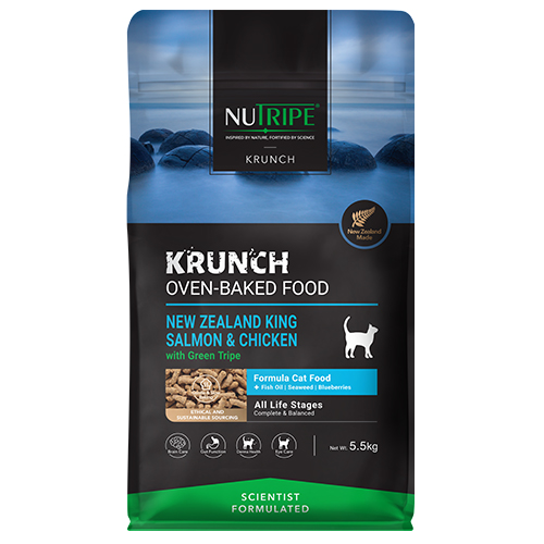 Nutripe Krunch Cat Food - Oven-Baked NZ King Salmon & Chicken with Green Tripe 5.5kg