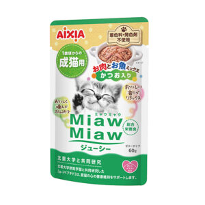 Aixia Miaw Miaw Juicy Pouch - Meat & Fish Mix w/Skipjack Tuna 60g MJ 17 (12pcs)