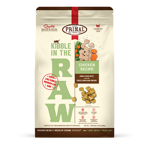 Primal Cat Kibble in the Raw Freeze Dried Chicken 1.5lbs