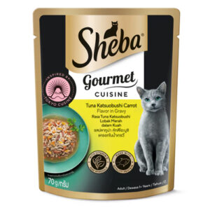 Sheba Pouch 70g - Gourmet Cuisine Tuna Katsuobushi Carrot Flavor in Gravy