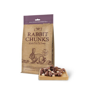 Absolute Bites Single Protein Whole Prey Freeze Dried Treats for Cats & Dogs - Rabbit Chunks (80g)