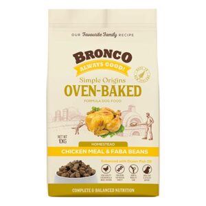Bronco Simple Origins Oven-Baked Chicken Meal & Faba Beans Dog Dry Food 10kg