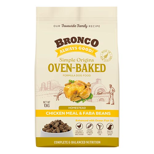 Bronco Simple Origins Oven-Baked Chicken Meal & Faba Beans Dog Dry Food 10kg