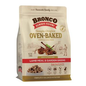 Bronco Simple Origins Oven-Baked Lamb Meal & Garden Greens Dog Dry Food 1.5kg
