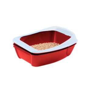 PeeWee Eco Basic Cat Litter Box- Red/White 52Lx36Wx23H cm