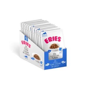 Eries Cat Food - Chicken & TUNA Chunk in Gravy 85g (12Pouches) (Blue)