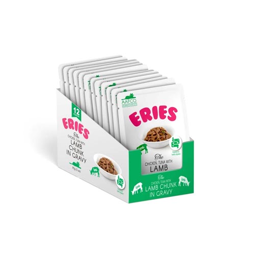 Eries Cat Food - Chicken, Tuna with LAMB Chunk in Gravy 85g (12Pouches)