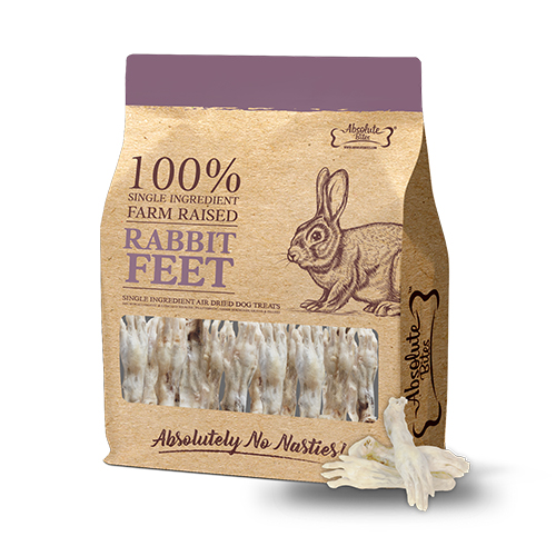 Absolute Bites Air Dried Treats for Dogs - Rabbit Feet 500g