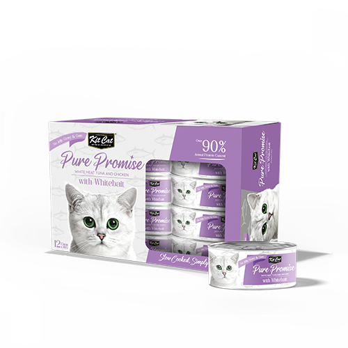 Kit Cat Pure Promise Natural Slow-Cooked Wet Cat Food - Tuna & Whitebait 80g (Box of 12)